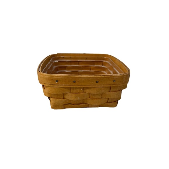 Vintage Longaberger Handwoven Basket Small Tan‎ Classic Square Kitchen Decor - Picture 1 of 5